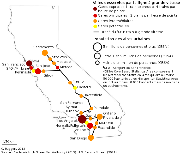 7. Le futur tracé du train à grande vitesse en Californie (Ruggeri, 2013)
