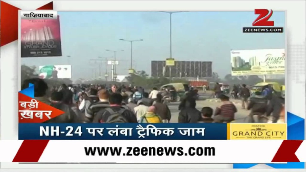 Illustration 2 : Bulletin d’information de la chaîne Zee News. « Flash spécial : long embouteillage à Ghaziabad » (Source : Zee News, 2013)